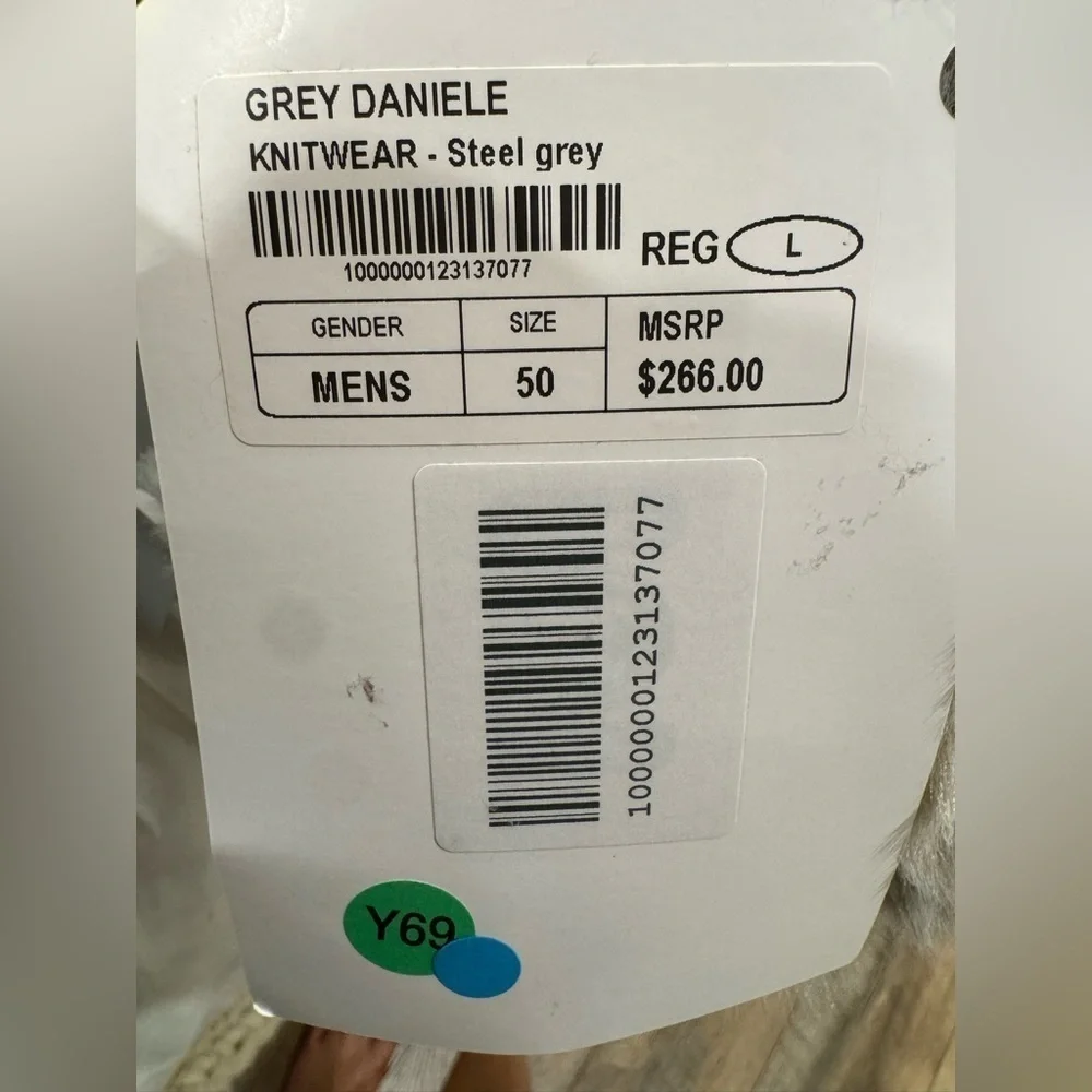 DANIELE ALESSANDRINI ITALIA Grey Sweater. Mens. Large size. NWT